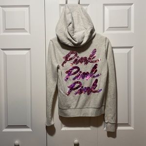 PINK sequin bling zip up hoodie